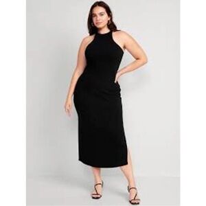 Old Navy Women’s Ribbed Black Crew Neck Sleeveless Midi Dress SZ XXL